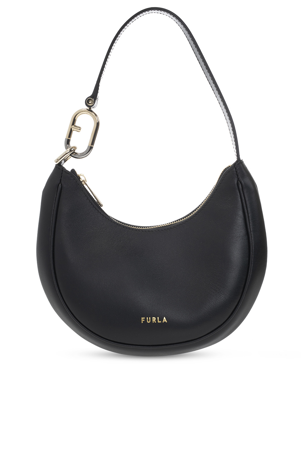 Furla Black Suede Leather selling Hobo Bag